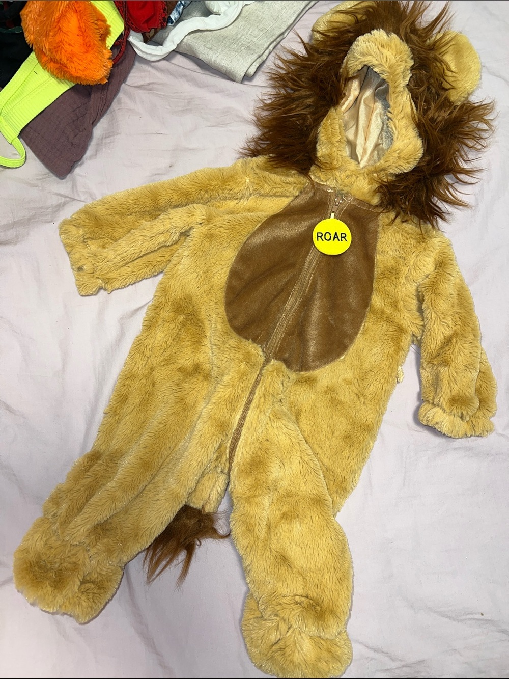 Lion Plush Hooded Kids Costume - Brown 3-6months